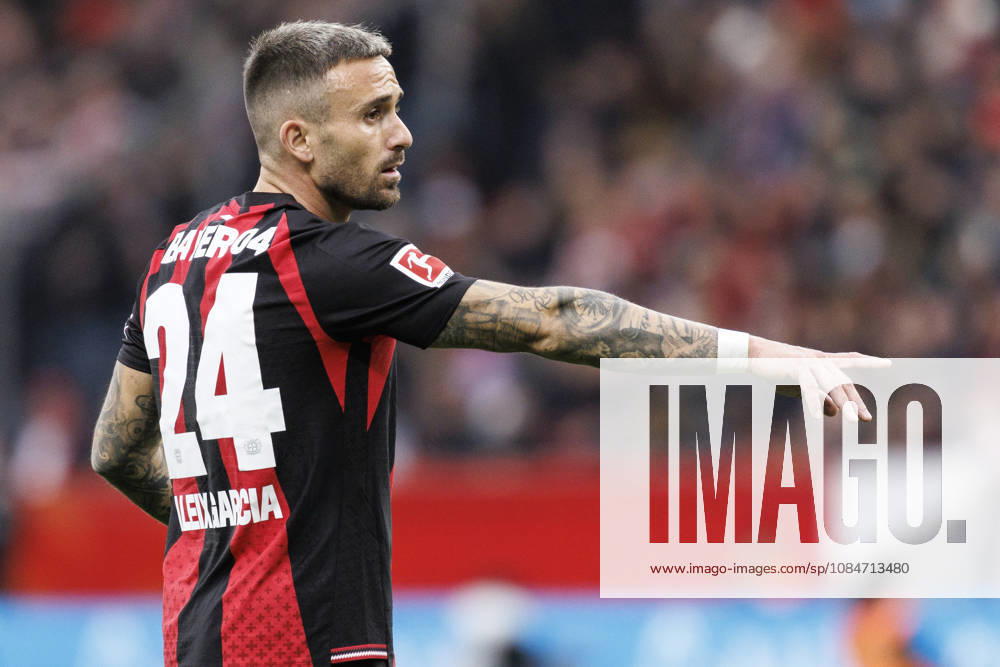 Aleix Garcia (Bayer 04 Leverkusen, 24) gestures during the German Bundesliga match on gameday 6 between Bayer 04 Leverkusen vs. SC Freiburg at BayArena on October 18, 2026 in Leverkusen, Germany. DFL REGULATIONS PROHIBIT ANY USE OF PHOTOGRAPHS AS IMAGE SEQUENCES AND OR QUASI-VIDEO. Northrhine-Westphalia Germany