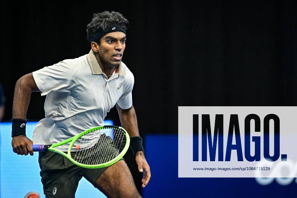 Nishesh Basavareddy of the United States pictured in action during the European Open ATP, Tennis Herren tennis tournament in Brussels, on Saturday 18 October. This year s edition of the tournament is taking place from 17 to 25 October DAVIDxPINTENS x190208255x