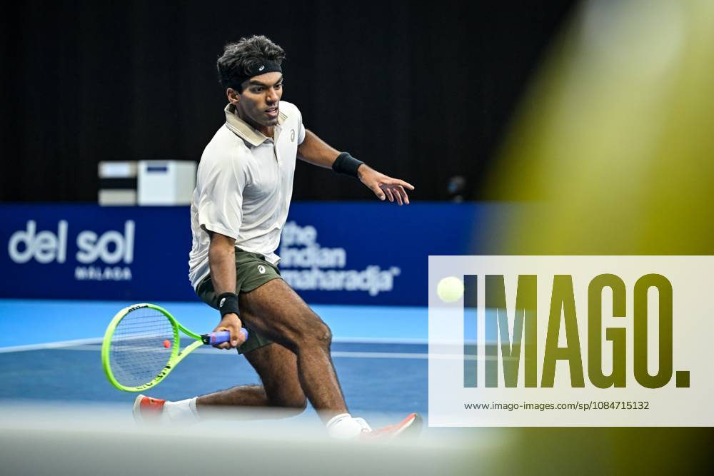Nishesh Basavareddy of the United States pictured in action during the European Open ATP, Tennis Herren tennis tournament in Brussels, on Saturday 18 October. This year s edition of the tournament is taking place from 17 to 25 October DAVIDxPINTENS x190208261x