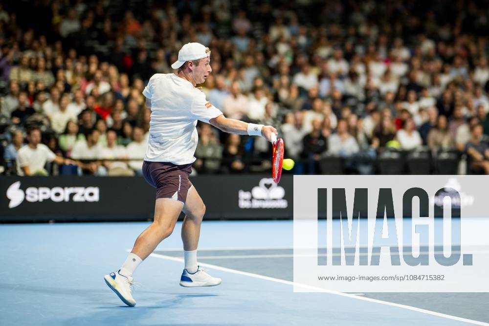 Gauthier Onclin of Belgium pictured in action during the European Open ATP, Tennis Herren tennis tournament in Brussels, on Sunday 18 October. This year s edition of the tournament is taking place from 17 to 25 October JASPERxJACOBS x190208610x