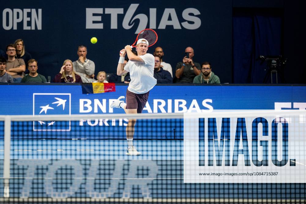 Gauthier Onclin of Belgium pictured in action during the European Open ATP, Tennis Herren tennis tournament in Brussels, on Sunday 18 October. This year s edition of the tournament is taking place from 17 to 25 October JASPERxJACOBS x190208662x