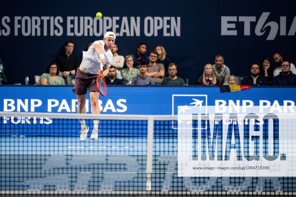 Gauthier Onclin of Belgium pictured in action during the European Open ATP, Tennis Herren tennis tournament in Brussels, on Sunday 18 October. This year s edition of the tournament is taking place from 17 to 25 October JASPERxJACOBS x190208853x