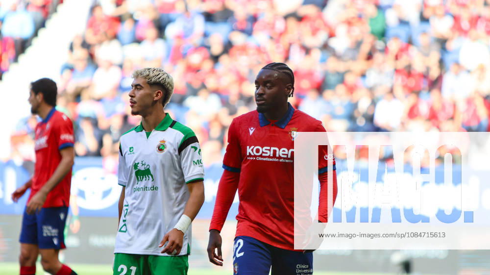 ESP: LaLiga EA Sports Atletico Osasuna v Racing Santander Yassir Zabiri of Racing de Santander and Enzo Boyomo of Osasuna during LaLiga EA Sports match between Atletico Osasuna v Racing Santander played at El Sadar Stadium, Pamplona, on October 18 2026 in Spain Spain Soccer