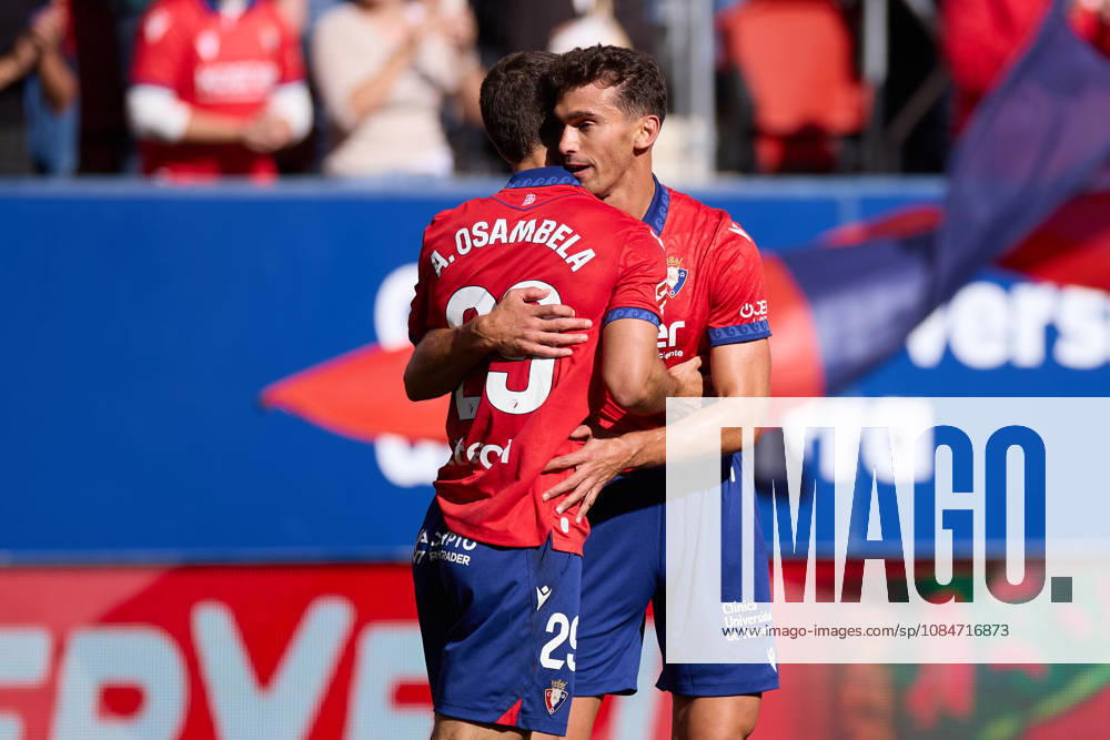 Asier Osambela of CA Osasuna celebrates after scoring the team s second goal during the LaLiga EA Sports match between CA Osasuna and Real Racing Club de Santander at El Sadar on October 18, 2026, in Pamplona, Spain. CA Osasuna V Racing De Santander - LaLiga EA Sports - ZUMAa181 20261018_zaa_a181_130