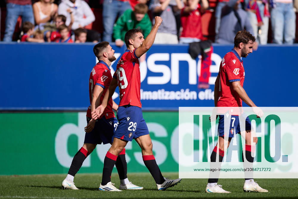 Asier Osambela of CA Osasuna celebrates after scoring the team s second goal during the LaLiga EA Sports match between CA Osasuna and Real Racing Club de Santander at El Sadar on October 18, 2026, in Pamplona, Spain. Pamplona SPAIN - ZUMAa181 20261018_zaa_a181_134