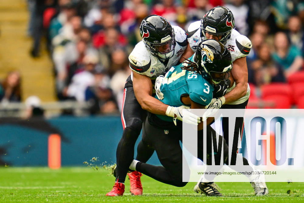 Jacksonville Jaguars v Houston Texans, International Series Jakobi Meyers (3) of Jacksonville Jaguars runs with the ball during the International Series match between Jacksonville Jaguars and Houston Texans at Wembley Stadium, London, UK on 18 October 2026. Editorial use only ,