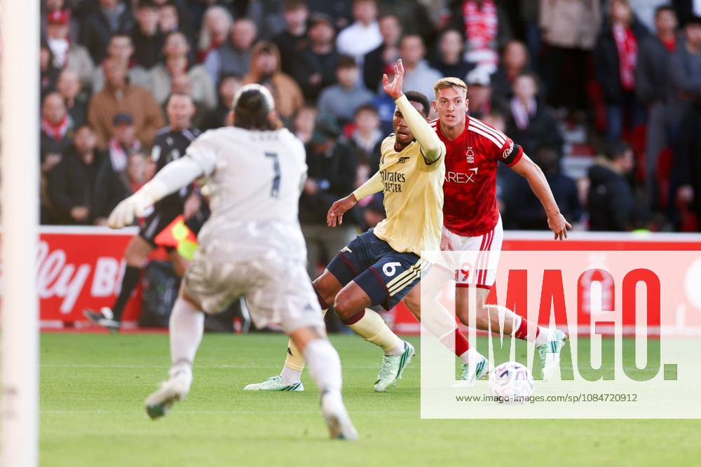 Gabriel of Arsenal and Liam Delap of Nottingham Forest Nottingham Forest v Arsenal, Premier League, Football, City Ground, Nottingham, UK - 18 Oct 2026Nottingham City Ground United Kingdom