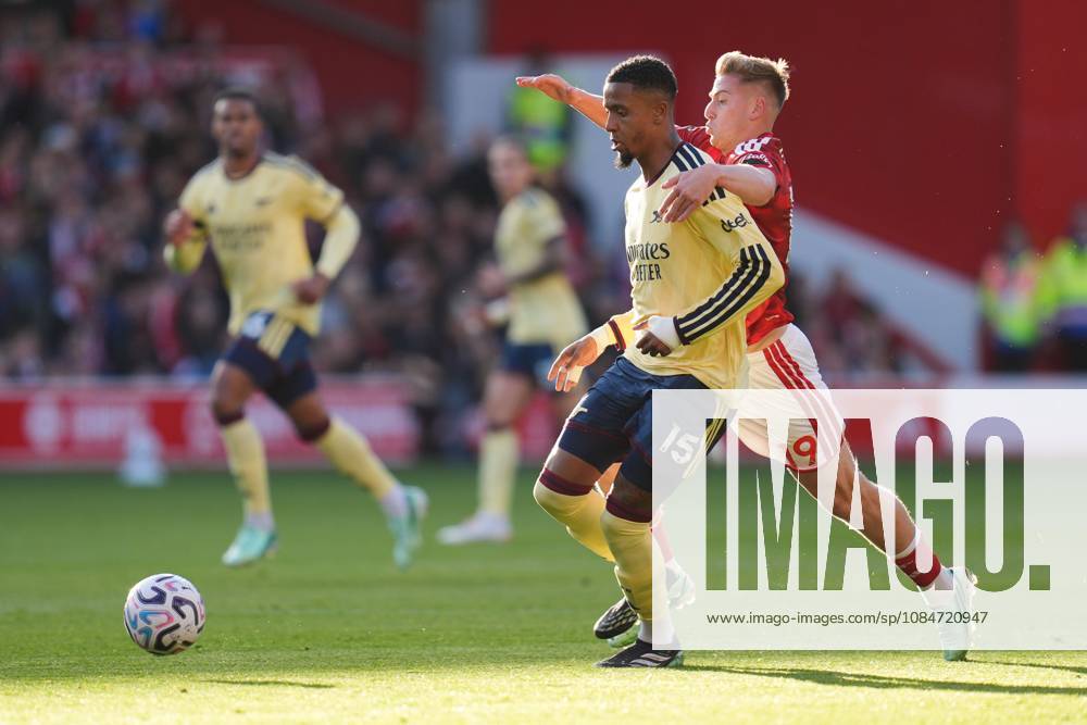 Ezri Konsa of Arsenal is fouled by Liam Delap of Nottingham Forest Nottingham Forest v Arsenal, Premier League, Football, The City Ground, Nottingham, UK - 18 Oct 2026Nottingham The City Ground United Kingdom