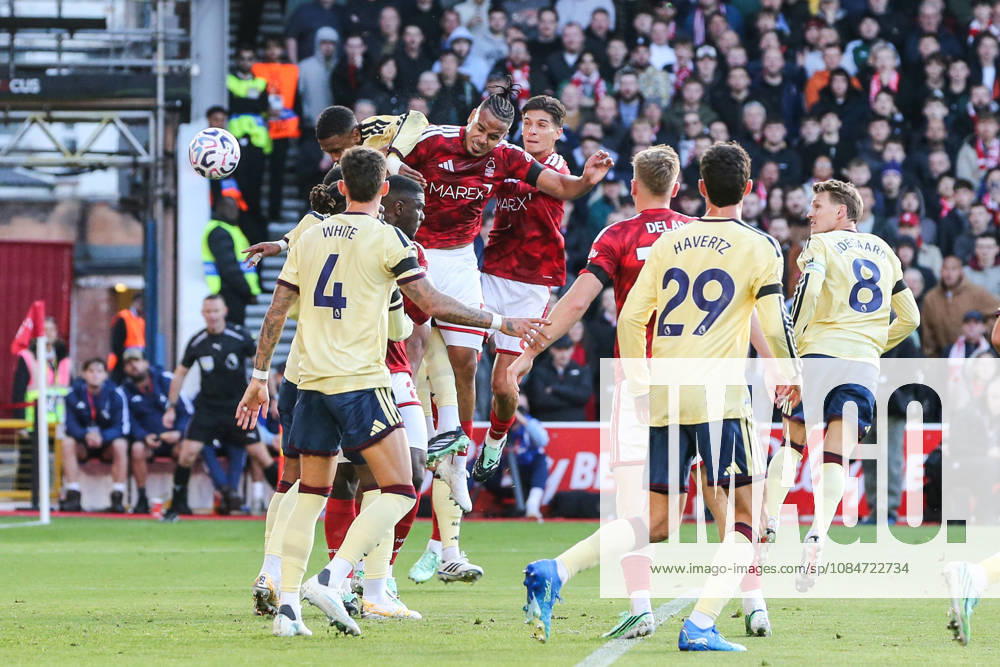 Nottingham Forest v Arsenal, Premier League Murillo of Nottingham Forest heads ball towards goal during the Nottingham Forest v Arsenal Premier League match at the City Ground, West Bridgford, England on 18 October 2026 Credit: Richard Bierton Every Second Media Editorial use only. All images are copyright Every Second Media Limited. No images may be reproduced without prior permission. All rights reserved. Premier League and Football League images are subject to licensing agreements with Football DataCo Limited. see https: www.football-dataco.com