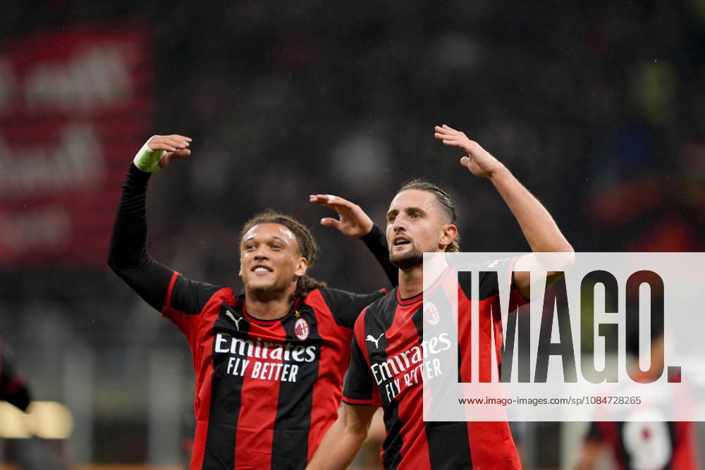 AC Milan s Adrien Rabiot celebrates after scoring 2-0 during the Serie A soccer match between AC Milan and Atalanta BC at the Giuseppe Meazza Stadium in Milan, Italy - October 18, 2026. - Soccer
