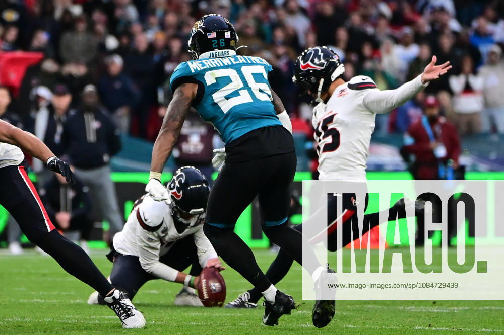 Jacksonville Jaguars v Houston Texans, International Series Jawhar Jordan (25) of Houston Texans field goal during the International Series match between Jacksonville Jaguars and Houston Texans at Wembley Stadium, London, UK on 18 October 2026. Editorial use only ,