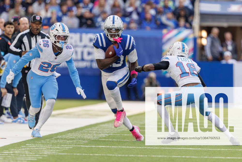 Indianapolis, Indiana, U.S: Indianapolis Colts wide receiver Laquon Treadwell (13) runs after catching a pass during the game between the Tennessee Titans and the Indianapolis Colts at Lucas Oil Stadium, Indianapolis, Indiana. Indianapolis U.S - ZUMAs304 20261018_zaf_s304_055