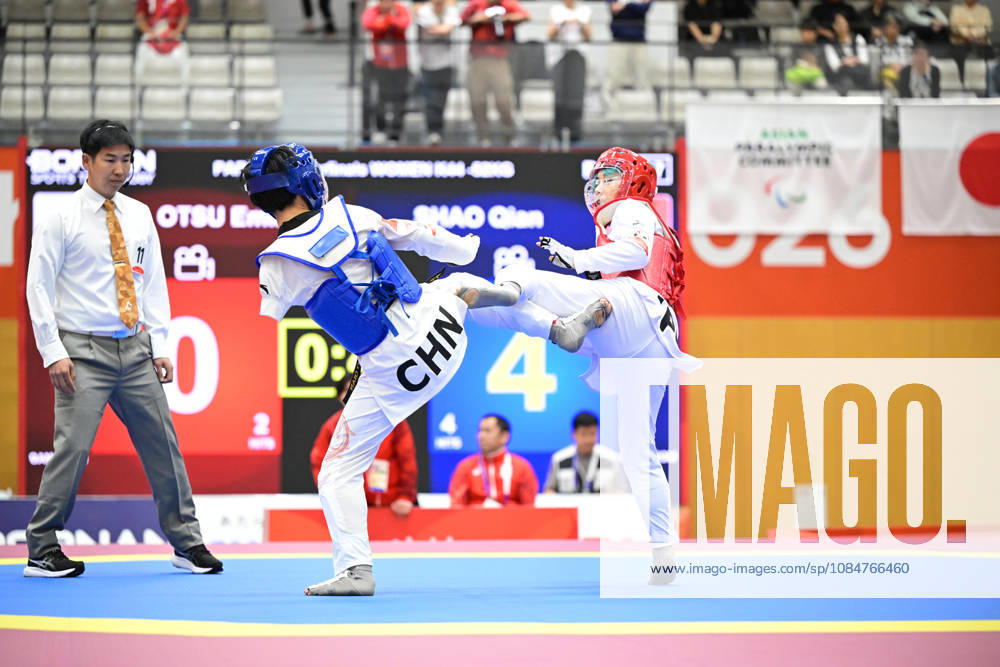 (L-R) SHAO Qian (CHN), Emiko Otsu (JPN), OCTOBER 19, 2026 - Para Taekwondo : Womens K44 -52kg Quarter-Final during the Asian Para Games Aichi-Nagoya 2026 at Nagoya City Mizuho Park Gymnasium in Aichi, Japan. Noxthirdxpartyxsales aflo_357271117 KikuchixKyox