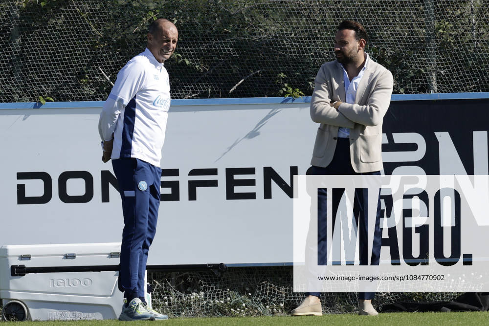 Training session SSC Napoli Napolis Italian coach Massimiliano Allegri and director Giovanni manna during of the UEFA Champions League group stage matchday 3 fixture between SSC Napoli and Bodo Glimt at the SSC Napoli training centre in Castelvoturno, Caserta, on 19, October, 2026. _BPH9511