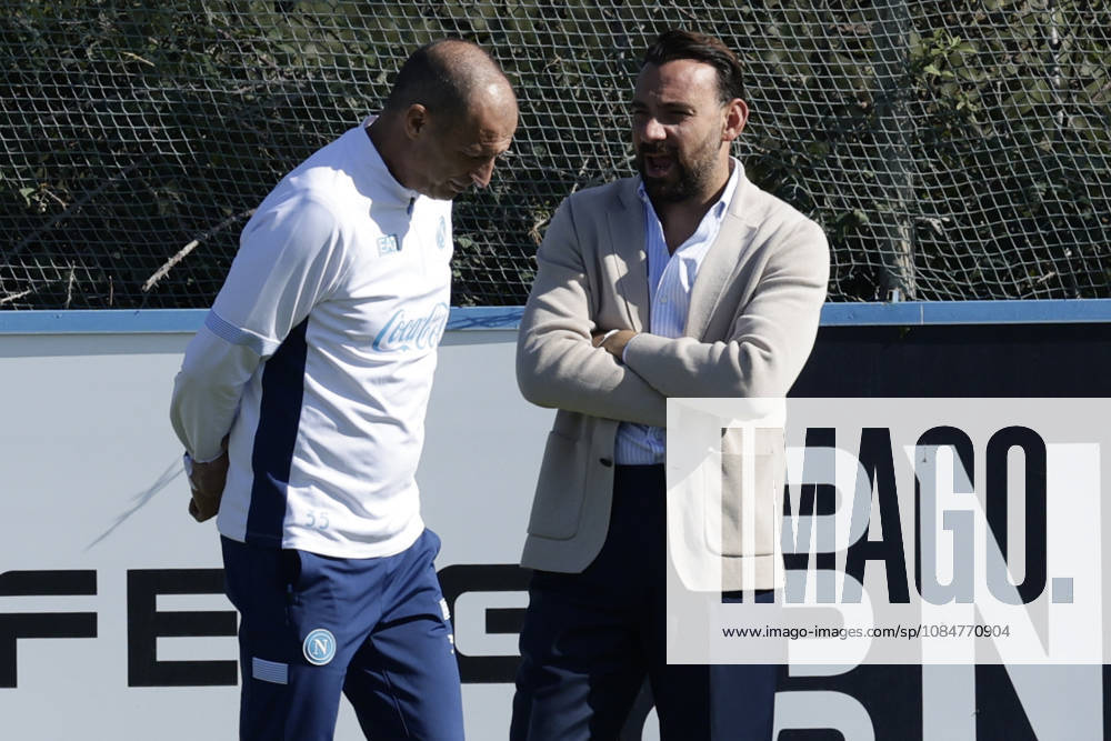 Training session SSC Napoli Napolis Italian coach Massimiliano Allegri and director Giovanni manna during of the UEFA Champions League group stage matchday 3 fixture between SSC Napoli and Bodo Glimt at the SSC Napoli training centre in Castelvoturno, Caserta, on 19, October, 2026. _BPH9529