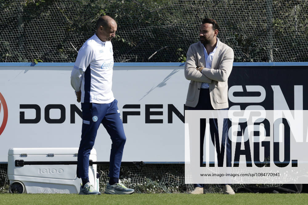 Training session SSC Napoli Napolis Italian coach Massimiliano Allegri and director Giovanni manna during of the UEFA Champions League group stage matchday 3 fixture between SSC Napoli and Bodo Glimt at the SSC Napoli training centre in Castelvoturno, Caserta, on 19, October, 2026. _BPH9521