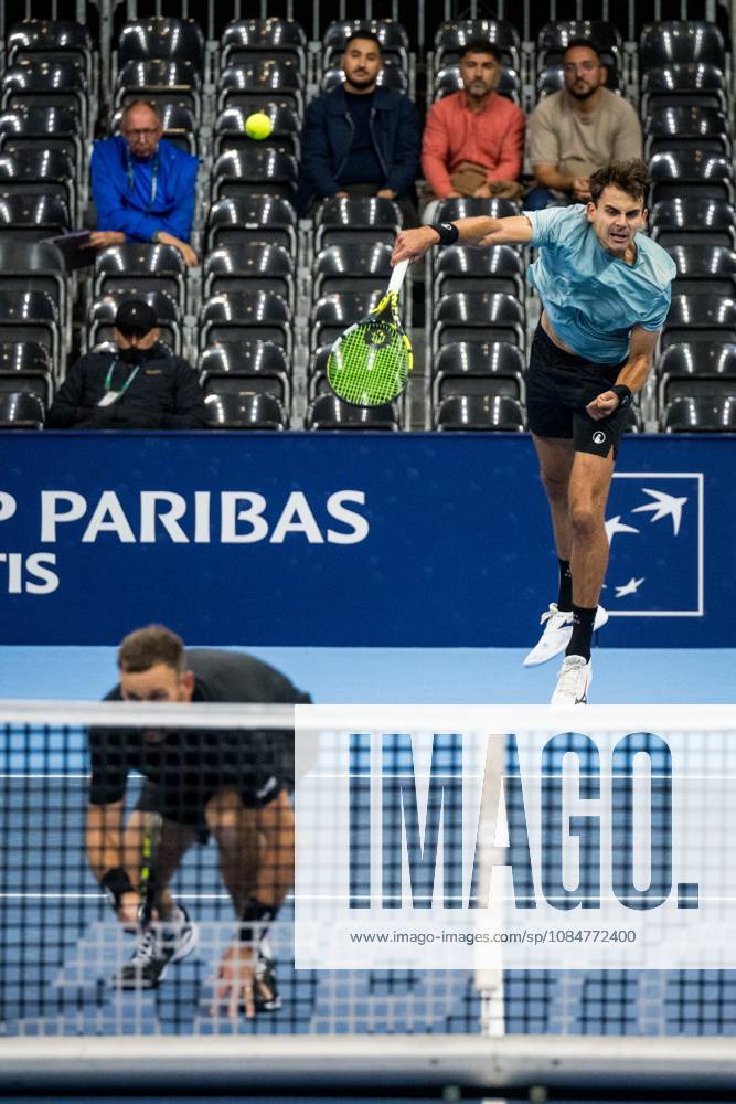 Michael Venus of New Zealand and Petr Nouza pictured in action during the European Open ATP, Tennis Herren tennis tournament in Brussels, on Monday 19 October. This year s edition of the tournament is taking place from 17 to 25 October JASPERxJACOBS x190284731x