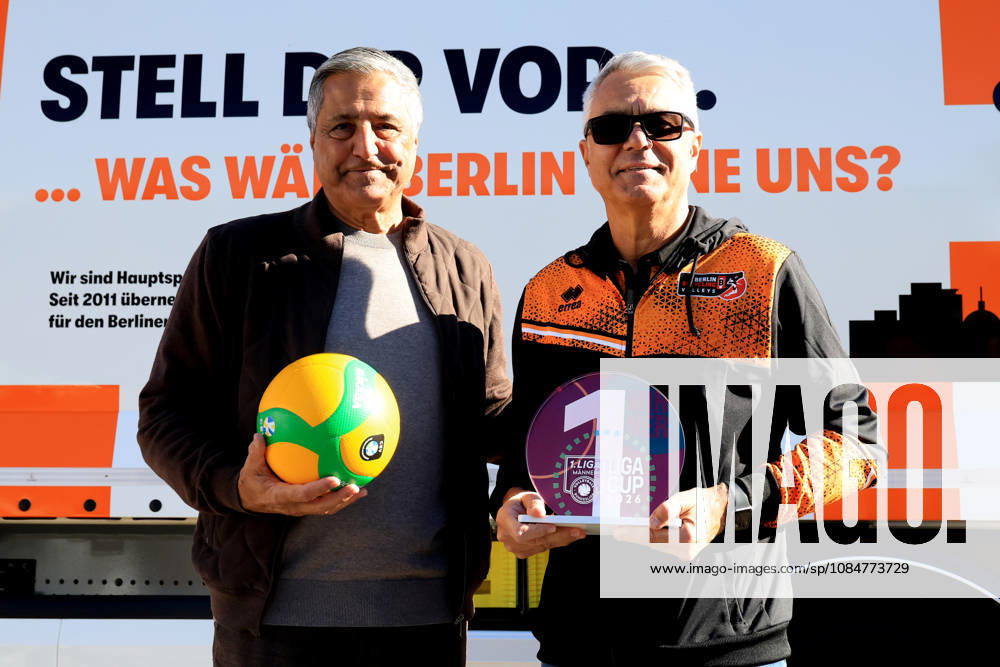 DEU, GER , Deutschland, Volleyball, BR Volleys PK, Saison 2026 2027), Berlin, BR Volleys Geschäftsfuehrer Kaweh Niroomand, Headcoach Andrea Anastasi, Kapitän Ruben Schott nordphoto GmbH Engler Berlin Berlin Berlin Deutschland