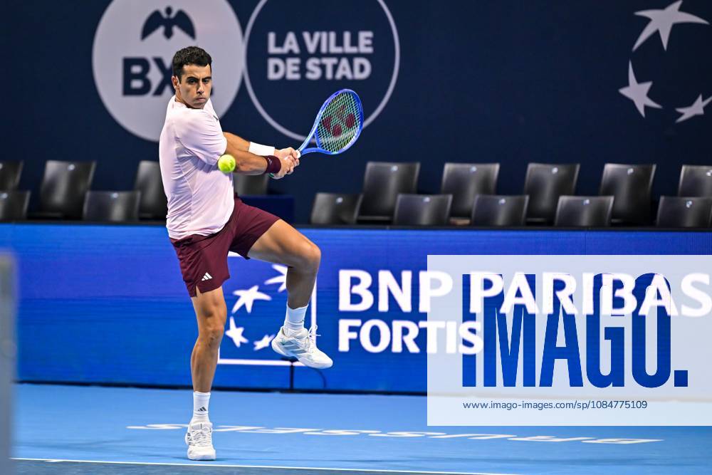 Jaume Munar of Spain pictured in action during the European Open ATP, Tennis Herren tennis tournament in Brussels, on 19 October. This year s edition of the tournament is taking place from 17 to 25 October DAVIDxPINTENS x190288898x