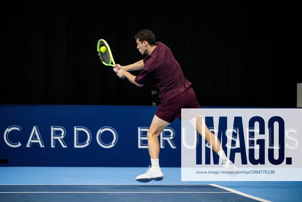 Juan Manuel Cerundolo of Argentina pictured in action during the European Open ATP, Tennis Herren tennis tournament in Brussels, on Monday 19 October. This year s edition of the tournament is taking place from 17 to 25 October JASPERxJACOBS x190289517x
