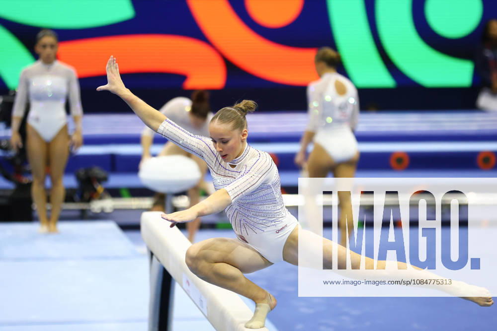 ELENA COLAS of Team France performs on the Balance Beam during the Women s Qualification subdivision 6 10 of the 54th Artistic Gymnastics World Championships at the Ahoy Arena in Rotterdam, Netherlands. Rotterdam Netherlands - ZUMAc179 20261019_zep_c179_026