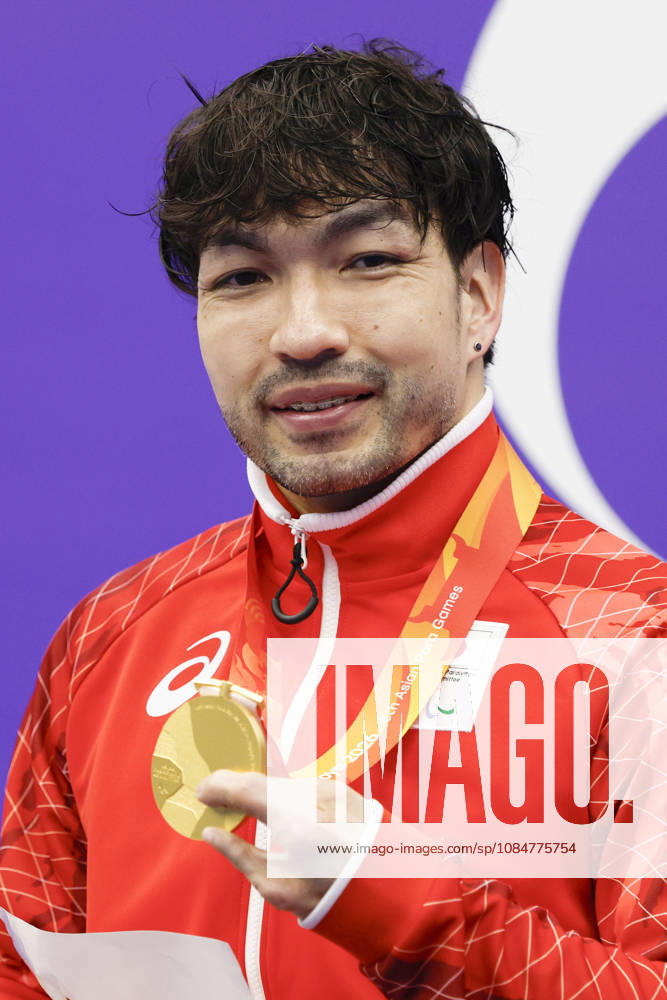 Aichi-Nagoya Asian Para Games: Swimming Six-time Paralympian swimmer Takayuki Suzuki poses after winning the Aichi-Nagoya Asian Para Games men s 50-meter freestyle S4 gold in Nagoya, central Japan, on Oct. 19, 2026. A14AA0005631271P