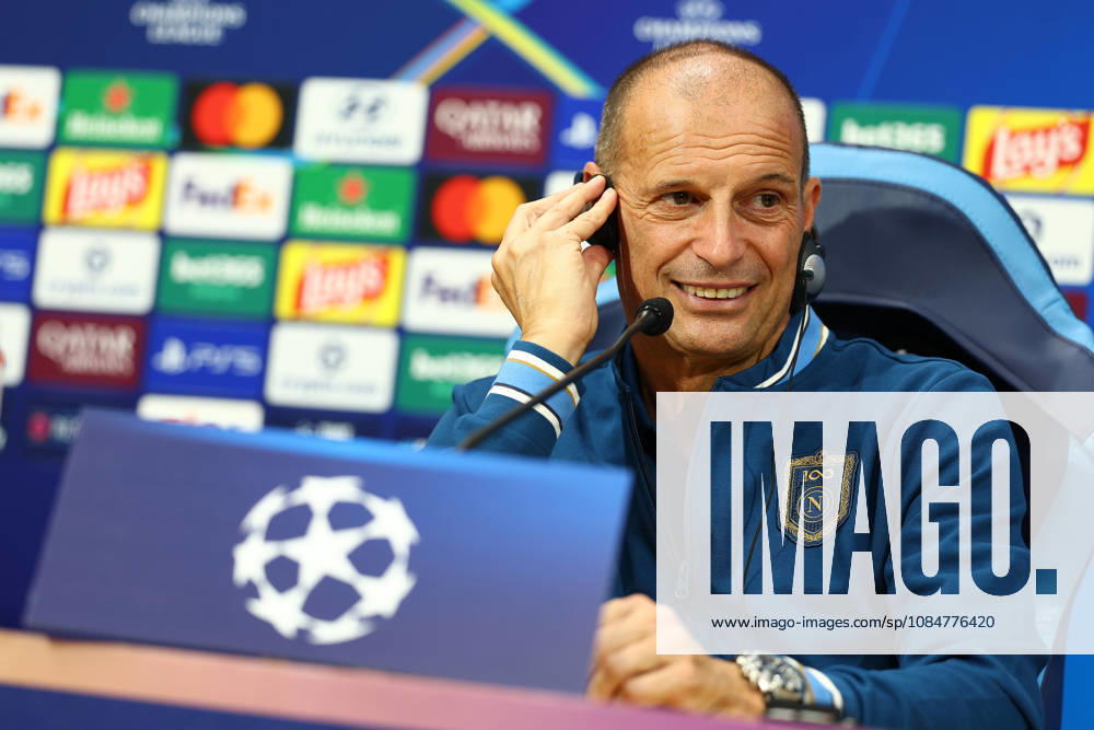 Napoli’s head coach Massimiliano Allegri During the Napoli-Bodo Glimt Champions League press conference, PK, Pressekonferenz in the press room at the Diego Armando Maradona Stadium on October 19, 2026.