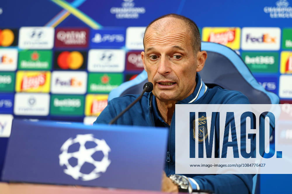 Napoli’s head coach Massimiliano Allegri During the Napoli-Bodo Glimt Champions League press conference, PK, Pressekonferenz in the press room at the Diego Armando Maradona Stadium on October 19, 2026.