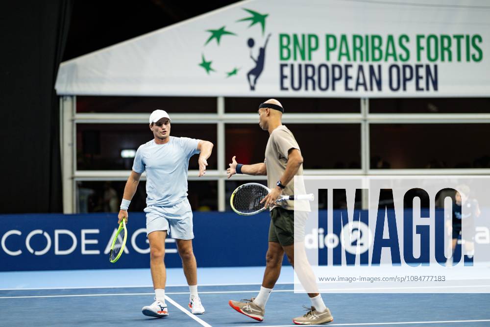Bart Stevens of The Netherlands, Sadio Doumba of France pictured during the European Open ATP, Tennis Herren tennis tournament in Brussels, on 19 October. This year s edition of the tournament is taking place from 17 to 25 October DAVIDxPINTENS x190297770x