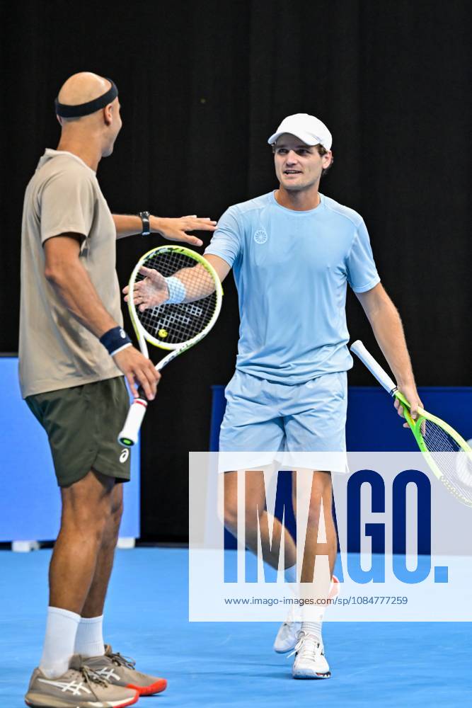 Bart Stevens of The Netherlands, Sadio Doumba of France pictured in action during the European Open ATP, Tennis Herren tennis tournament in Brussels, on 19 October. This year s edition of the tournament is taking place from 17 to 25 October DAVIDxPINTENS x190297804x