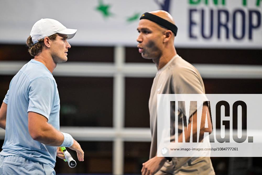 Bart Stevens of The Netherlands, Sadio Doumba of France pictured during the European Open ATP, Tennis Herren tennis tournament in Brussels, on 19 October. This year s edition of the tournament is taking place from 17 to 25 October DAVIDxPINTENS x190297811x