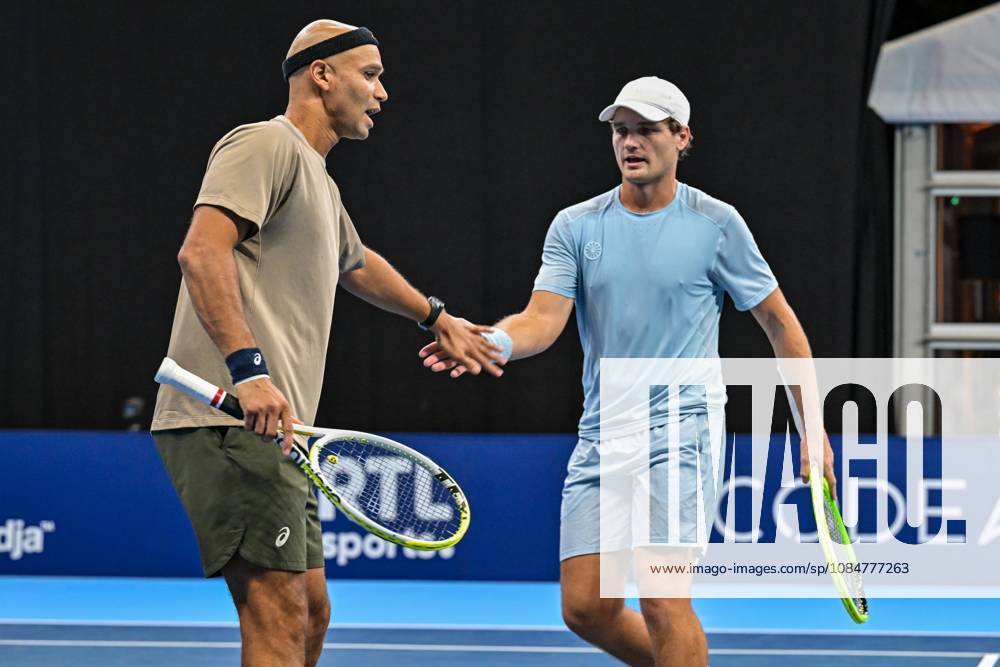 Bart Stevens of The Netherlands, Sadio Doumba of France pictured during the European Open ATP, Tennis Herren tennis tournament in Brussels, on 19 October. This year s edition of the tournament is taking place from 17 to 25 October DAVIDxPINTENS x190297819x