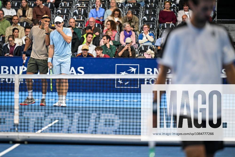 Bart Stevens of The Netherlands, Sadio Doumba of France pictured during the European Open ATP, Tennis Herren tennis tournament in Brussels, on 19 October. This year s edition of the tournament is taking place from 17 to 25 October DAVIDxPINTENS x190297915x