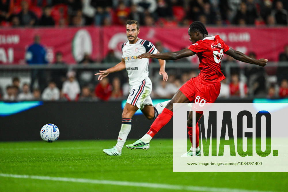 Eddy Kouadio of AC Monza scores a goal during the Serie A soccer match between AC Monza and Cagliari Calcio the Brianteo Stadium in Monza, north Italy - October 19, 2026. - Soccer.