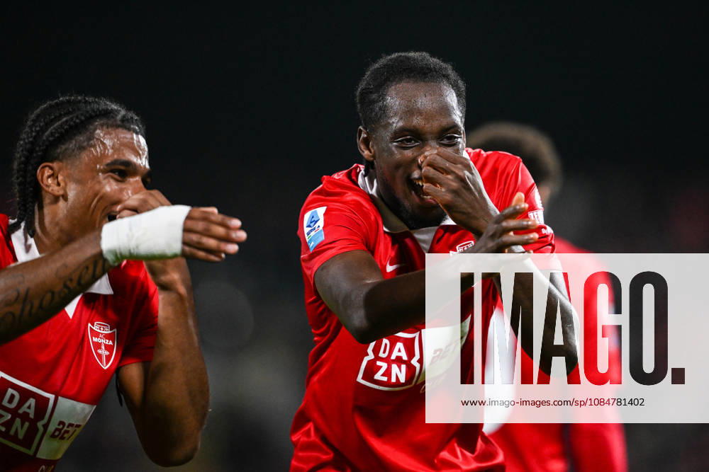 Eddy Kouadio of AC Monza celebrating after a goal during the Serie A soccer match between AC Monza and Cagliari Calcio the Brianteo Stadium in Monza, north Italy - October 19, 2026. - Soccer.