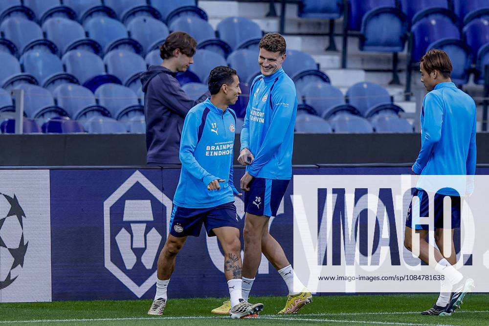 , Estadio do Dragao , season 2026 2027 , UEFA Champions League football , press conference, PK, Pressekonferenz PSV , Picture shows PSV Player Mauro Junior and PSV Player Guus Til Press conference and training PSV x208823039x
