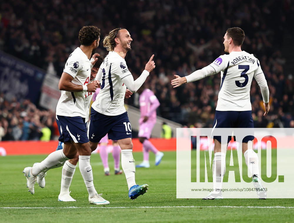 London, England, 19th October 2026. James Maddison of Tottenham (c) celebrates scoring the first goal during the Tottenham Hotspur vs Coventry City Premier League match at the Tottenham Hotspur Stadium, London. Picture credit should read: David Klein Sportimage . SPI_026_DK_Spurs_Cov SPI-5085-0028