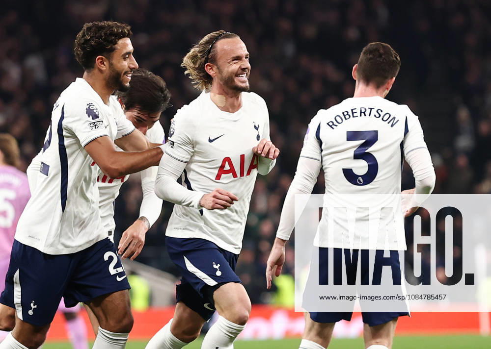 London, England, 19th October 2026. James Maddison of Tottenham (c) celebrates scoring the first goal during the Tottenham Hotspur vs Coventry City Premier League match at the Tottenham Hotspur Stadium, London. Picture credit should read: David Klein Sportimage . SPI_027_DK_Spurs_Cov SPI-5085-0029