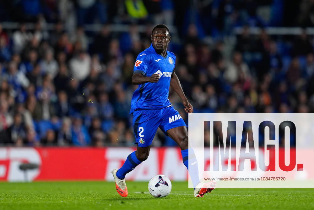 Dakonam Djene of Getafe CF runs with the ball during the Spanish League, LaLiga EA Sports, football match between Getafe CF and Rayo Vallecano at Coliseum de Getafe stadium on October 19, 2026, in Getafe, Spain. Getafe CF V Rayo Vallecano - LaLiga EA Sports - ZUMAa181 20261019_zaa_a181_031