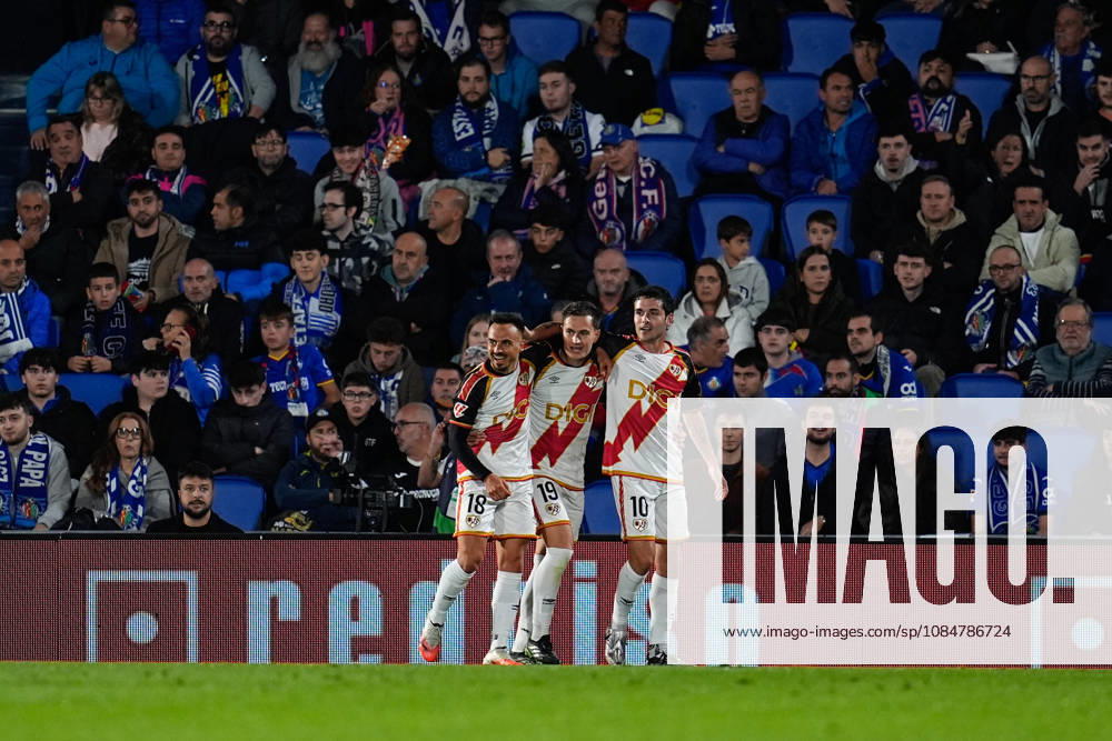 Alvaro Garcia of Rayo Vallecano celebrates after scoring his team s first goal with teammates during the Spanish League, LaLiga EA Sports, football match between Getafe CF and Rayo Vallecano at Coliseum de Getafe stadium on October 19, 2026, in Getafe, Spain. Getafe CF V Rayo Vallecano - LaLiga EA Sports - ZUMAa181 20261019_zaa_a181_033