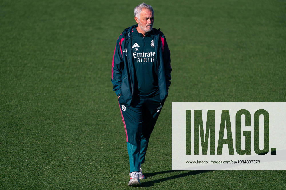 IPA89945041 - MADRID, SPAIN - OCTOBER 20: Jose Mourinho, head coach of Real Madrid CF, during training the day before Matchday 3 of the 2026 27 UEFA Champions League group stage at Ciudad Real Madrid on October 20, 2026, in Madrid, Spain. during the Real Madrid press conference, PK, Pressekonferenz following the UEFA Champions League soccer match in Madrid, Spain, on October 20, 2026