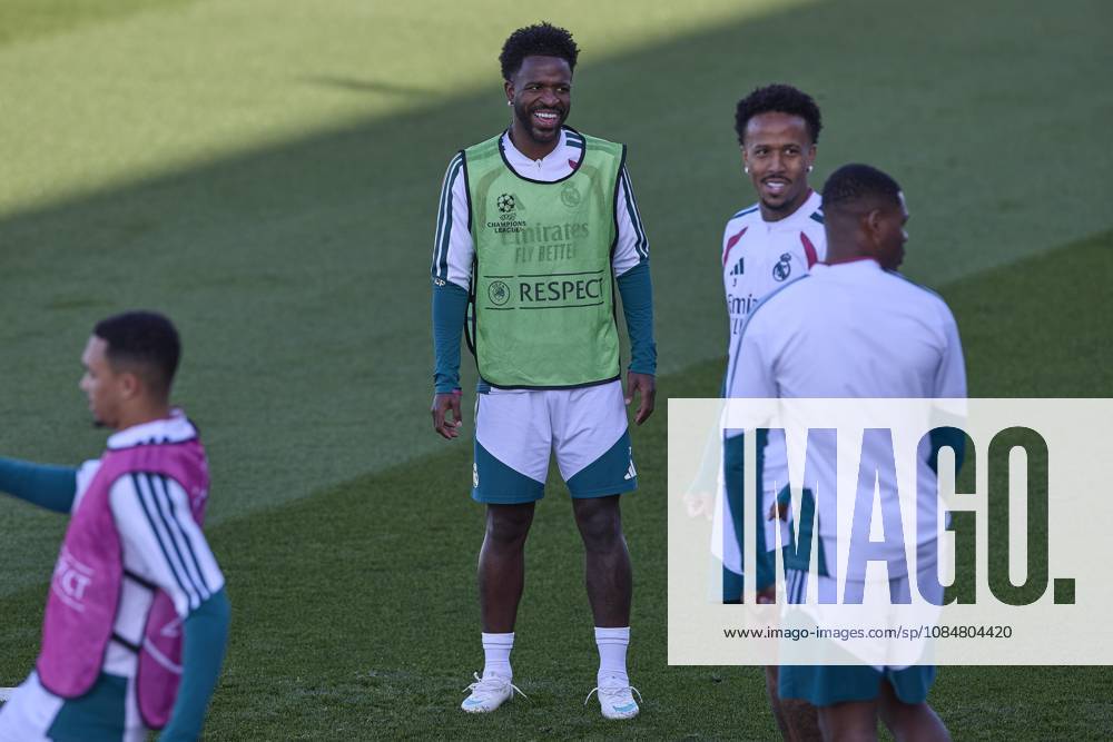Vinicius Junior (Real Madrid CF) is seen in action during a training session on the eve of the UEFA Champions League 2026 2027 match between Real Madrid CF and RB Leipzig..Real Madrid CF is holding its final training session ahead of its third UEFA Champions League game. Madrid Spain - ZUMAs197 20261020_aaa_s197_027