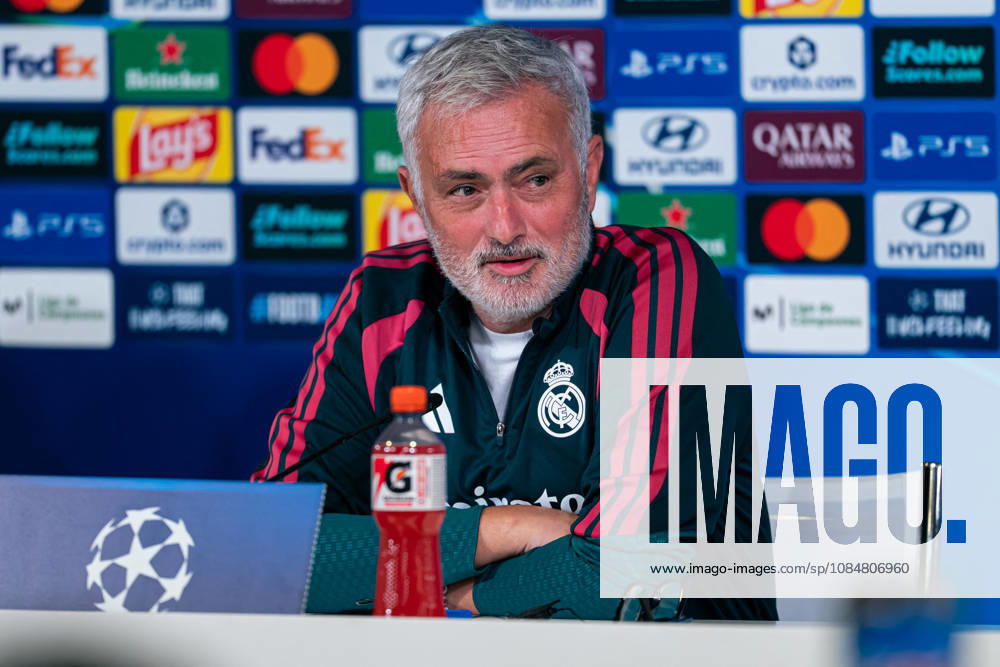 SOCCER - UEFA Champions League - Real Madrid - Training and press conference, PK, Pressekonferenz Photo by IPA ABACAPRESS.COM89948956 - MADRID, SPAIN - OCTOBER 20: Jose Mourinho, head coach of Real Madrid CF, speaks during the press conference on the day before Matchday 3 of the 2026 27 UEFA Champions League group stage at Ciudad Real Madrid on October 20, 2026, in Madrid, Spain. during Real Madrid - Training and Press Conference, a UEFA Champions League soccer match in Madrid, Spain, on October 20, 2026 Madrid Spain