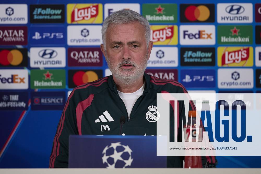 Coach Jose Mourinho (Real Madrid CF) attends a press conference, PK, Pressekonferenz on the eve of the UEFA Champions League 2026 2027 match between Real Madrid CF and RB Leipzig..Real Madrid CF is holding a press conference ahead of its third UEFA Champions League game. Madrid Spain - ZUMAs197 20261020_aaa_s197_066