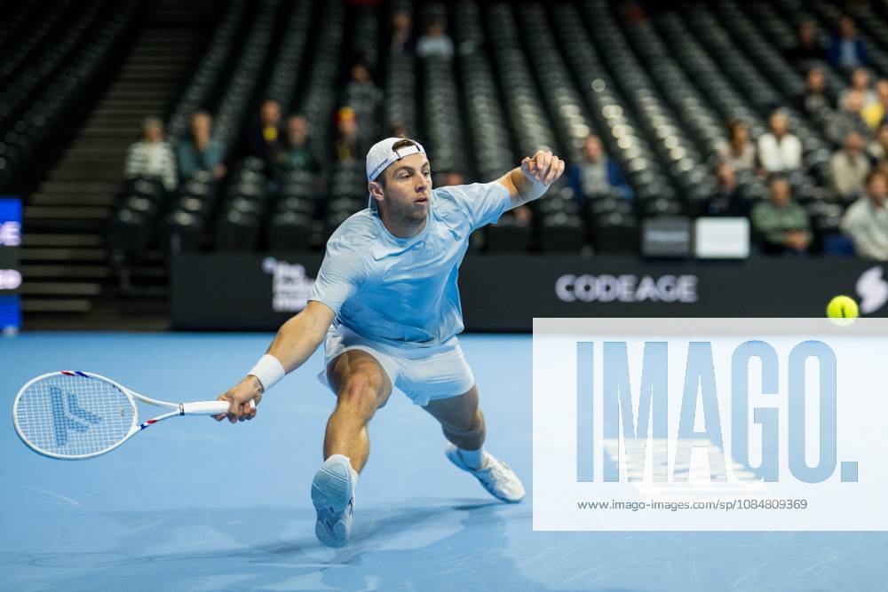 Tallon Griekspoor of the Netherlands pictured in action during the European Open ATP, Tennis Herren tennis tournament in Brussels, on Tuesday 20 October. This year s edition of the tournament is taking place from 17 to 25 October JASPERxJACOBS x190378638x