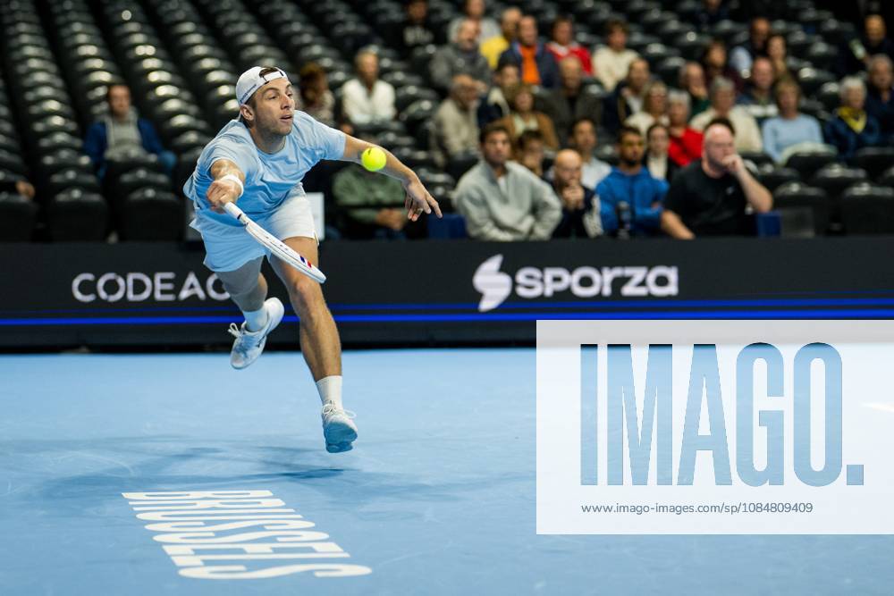 Tallon Griekspoor of the Netherlands pictured in action during the European Open ATP, Tennis Herren tennis tournament in Brussels, on Tuesday 20 October. This year s edition of the tournament is taking place from 17 to 25 October JASPERxJACOBS x190378797x