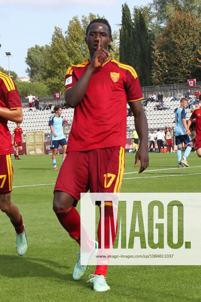 IPA89951955 - October 20, 2026 UEFA Youth League Spring Season: AS Roma vs. SK Slovan Bratislava. Pictured: Camara celebrates (Photo by Gino Mancini)