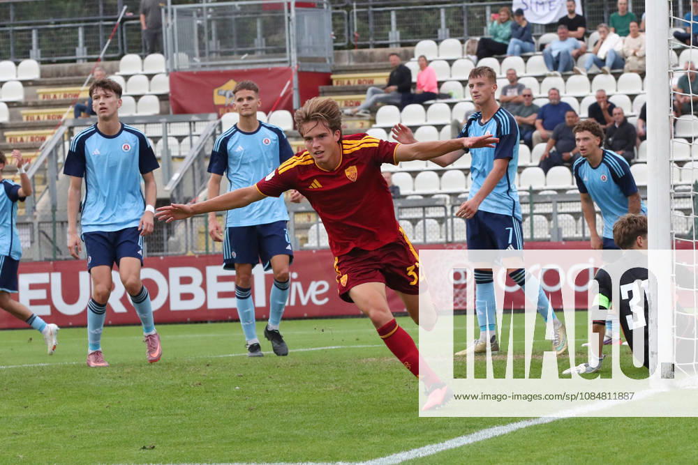 IPA89952458 - October 20, 2026 UEFA Youth League Spring Season: AS Roma vs. SK Slovan Bratislava. Pictured: Paratici scores a goal (Photo by Gino Mancini)