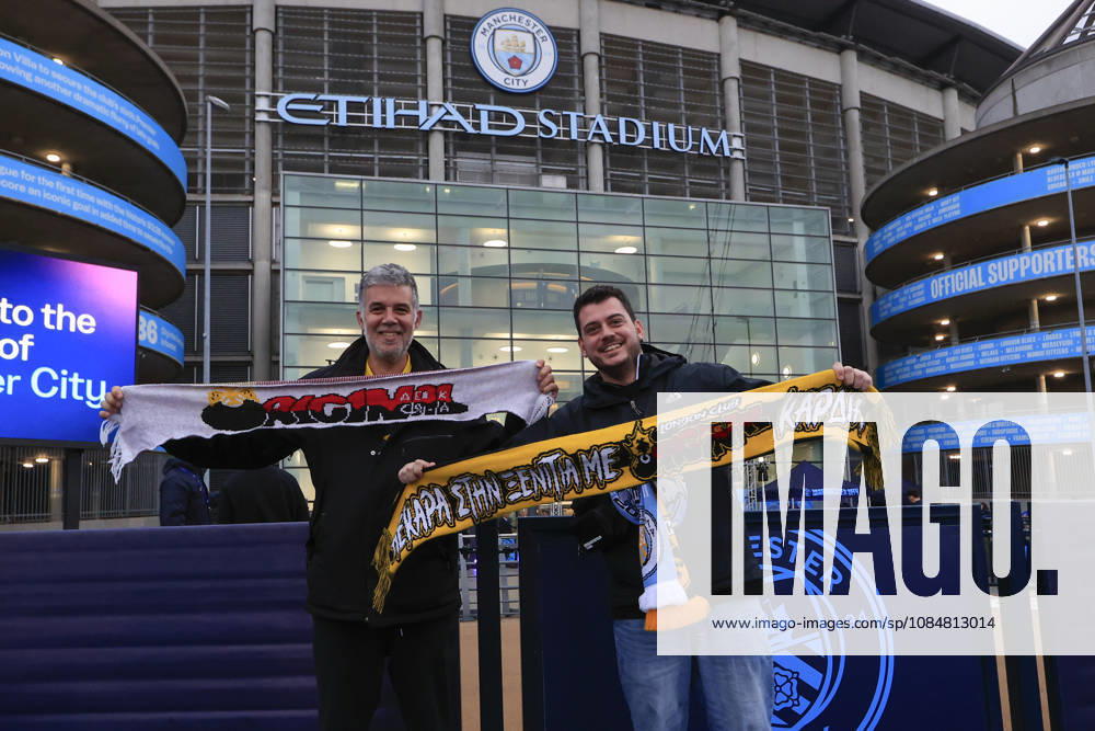 Manchester City v AEK Athens, Champions League AEK Athens fans arrive ahead of the Champions League match between Manchester City and AEK Athens at the Etihad Stadium, Manchester, UK on 20 October 2026. Manchester Etihad Stadium Manchester UK Editorial use only ,