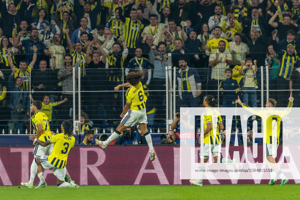 2026-10-20 Fenerbahce SK v SK Slavia Praha - UEFA Champions League 2026 27 League Phase MD3 ISTANBUL, TURKEY - OCTOBER 20: Oguz Aydin of Fenerbahce, Archie Brown of Fenerbahce, Matteo Guendouzi of Fenerbahce, Nathan Ake of Fenerbahce, Kerem Akturkoglu of Fenerbahce during the UEFA Champions League 2026 27 League Phase MD3 match between Fenerbahce SK and SK Slavia Praha at Ulker Sukru Saracoglu Stadium on October 20, 2026 in Istanbul, Turkey. (Photo by BSR Agency) Istanbul Turkey Content not available for redistribution in The Netherlands directly or indirectly through any third parties.